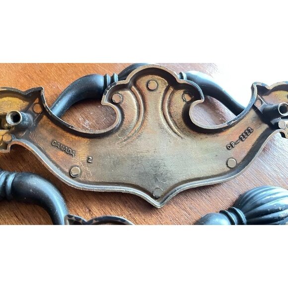 3 Vintage Black Brass Bat Wing Drawer Pulls CP-2222 4" Center Bail Handles - Picture 6 of 6